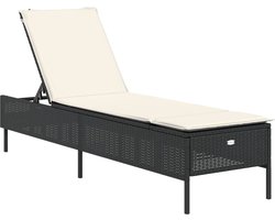 vidaXL - Ligbed - met - kussen - poly - rattan - zwart