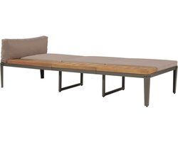 vidaXL - Ligbed - met - kussens - massief - acaciahout - bruin