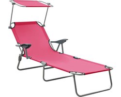 vidaXL - Ligbed - met - luifel - staal - roze