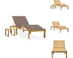 vidaXL Ligbed Met Tafel - Ligbedden Met Tafels - Ligbed Met Tafeltje - Ligbedden Met Tafeltjes - Ligbed met tafeltje en kussen geïmpregneerd grenenhout