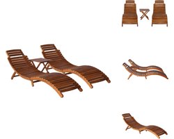 vidaXL Ligbed Met Tafel - Ligbedden Met Tafels - Ligbeddenset - Ligbeddensets - Ligbedden met theetafel 3-delig massief acaciahout