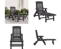 vidaXL - Ligbed - met - wielen - inklapbaar - PP - antracietkleurig