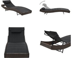 vidaXL - Ligbed - poly - rattan - en - textileen - bruin