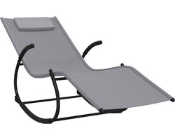 vidaXL Ligbed schommelend staal grijs Schommelligbed - Lounge Stoel - Tuinset - Buitenschrijnwerk - Garden Furniture