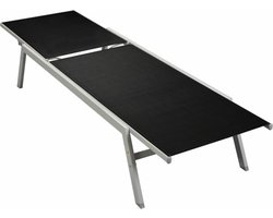 vidaXL - Ligbed - staal - en - textileen - zwart