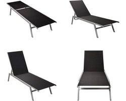 vidaXL Ligbed staal en textileen zwart - Ligstoelen - Ligstoelen - Buitenbank - Buitenbanken