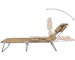 vidaXL Ligbed Taupe - Verstelbaar en Inklapbaar Ligbed - Tuinset - Lounge Stoel - Buiten Meubilair - Zonnen