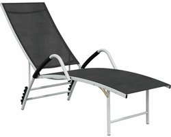 vidaXL - Ligbed - textileen - en - aluminium - zwart