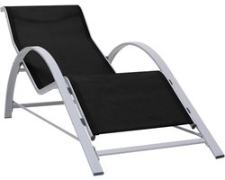 vidaXL - Ligbed - textileen - en - aluminium - zwart