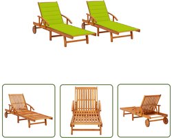 vidaXL Ligbed - Tuinbank - Ligstoelen 2 st met kussens massief acaciahout - Lounge Stoel - Acacia Hout - Outdoor Furniture