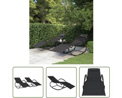 vidaXL Ligbed - Tuinbed - Ligbedden schommelend 2 st staal en textileen zwart - Loungebed - Buitendecoratie - Tuinset