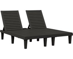 vidaXL - Ligbed - tweepersoons - 155x138x83 - cm - polypropeen - zwart