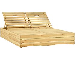 vidaXL Ligbed Tweepersoons - Impregneerd Hout - Groen Tuinbed - Lounge Bed - Tuinset - Buitendecor - Relaxen