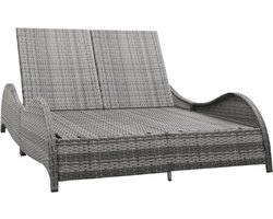 vidaXL - Ligbed - tweepersoons - met - kussen - poly - rattan - antraciet