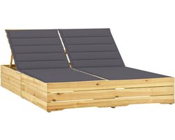 vidaXL - Ligbed - tweepersoons - met - kussens - geïmpregneerd - grenenhout
