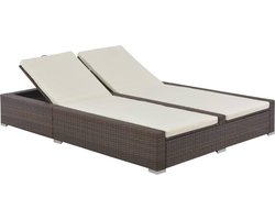 vidaXL - Ligbed - tweepersoons - poly - rattan - bruin