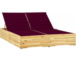vidaXL - Ligbed - tweepersoons - wijnrode - kussens - geïmpregneerd - grenenhout