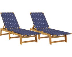 vidaXL Ligbedden 2 st donkerblauw acaciahout Ligbed - Ligbeddonder Blauw - Ligbed Acacia Hout - Tuinset - Buis Meubel