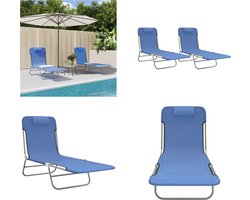 vidaXL - Ligbedden - 2 - st - inklapbaar - textileen - en - staal - blauw