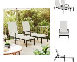 vidaXL Ligbedden 2 st - Polyetheen Rattan - Zwart Ligbed - Tuinset - Lounge Stoel - Buisstoel - Tuinstoel
