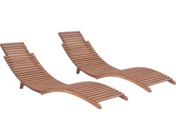 vidaXL - Ligbedden - inklapbaar - 2 - st - massief - teakhout