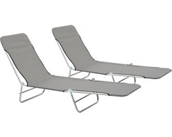 vidaXL - Ligbedden - inklapbaar - 2 - st - staal - en - stof - grijs