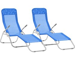 vidaXL - Ligbedden - inklapbaar - 2 - st - textileen - blauw