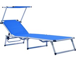 vidaXL Ligbedden - Inklapbaar - Aluminium - Blauw Ligbed - Lounge Stoel - Tuinset - Buitenleven - Terras