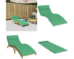 vidaXL Ligbedkussen 180x60x3 cm oxford stof groen - Ligbedkussen - Ligbedkussens - Kussen Loungekussen - Stoelkussen