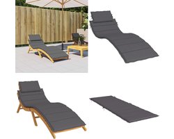 vidaXL Ligbedkussen 186x58x3 cm oxford stof antracietkleurig - Ligbedkussen - Ligbedkussens - Kussen Loungekussen - Stoelkussen