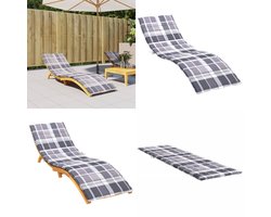 vidaXL Ligbedkussen 200x50x3 cm oxford stof ruitpatroon grijs - Ligbedkussen - Ligbedkussens - Kussen Loungekussen - Stoelkussen