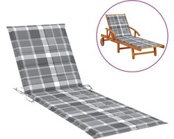 vidaXL - Ligbedkussen200x60x3 - cm - oxford - stof - ruitpatroon - grijs