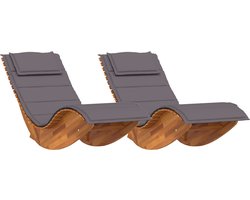 vidaXL - Ligstoel - 2 - st - Massief - Acacia - Hout - Bruin