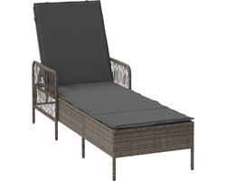 vidaXL - Ligstoel - Grijs - en - Donkergrijs - 55 - x - 200 - x - 92 - cm - poly - rattan