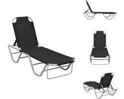 vidaXL Ligstoel - Ligstoelen - Loungebed - Loungebedden - Ligbed aluminium en textileen zwart
