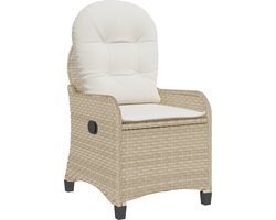 vidaXL - Ligstoel - met - kussen - Beige - 56 - x - 66 - x - 95 - cm - poly - rattan