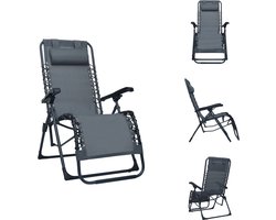 vidaXL Ligstoel Outdoor - Grijs - 65 x 50 x 111 cm - Staal en textileen - Ligbed