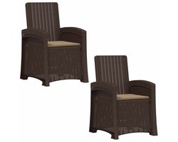 vidaXL - Ligstoel - Rieten - Look - 2 - st - Bruin - en - Taupe - PP