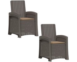 vidaXL - Ligstoel - Rieten - Look - 2 - st - Lichtgrijs - en - Taupe - PP