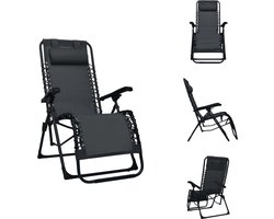 vidaXL Ligstoel Tuin - 65 x 50 x 111 cm - Inklapbaar - Zwart - Ligbed