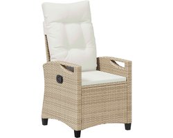 vidaXL - Ligstoel - voor - Tuin - Beige - en - Crème - 56 - x - 60 - x - 112 - cm - poly - rattan