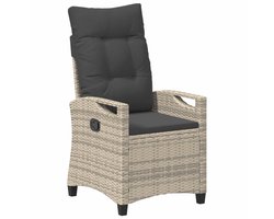 vidaXL - Ligstoel - voor - Tuin - Lichtgrijs - en - Donkergrijs - 56 - x - 60 - x - 112 - cm