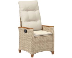 vidaXL - Ligstoel - voor - Tuin - met - kussen - Beige - en - Crème - 64 - x - 57,5 - x - 112 - cm