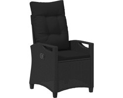 vidaXL - Ligstoel - voor - Tuin - Zwart - 56 - x - 60 - x - 112 - cm - poly - rattan