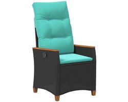 vidaXL - Ligstoel - voor - Tuin - Zwart - en - Turkoois - 64 - x - 57,5 - x - 112 - cm