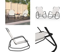 vidaXL Ligstoelen 2 st schommelend staal en textileen crèmekleurig - Ligbed - Ligbedden - Zonnebed - Buitenbed