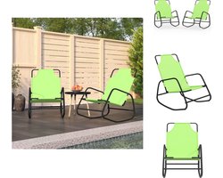 vidaXL - Ligstoelen - 2 - st - schommelend - staal - en - textileen - groen