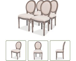 vidaXL Linnen Stoelen - Eetkamerstoelen - Eetkamerstoelen 4 st stof crèmekleurig - Creme Stoelen - Comfortabele Stoelen - Luxe Stoelen