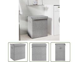 vidaXL Linnen Wasmand - Wasmand - Wasmand inklapbaar 51x34,5x59 cm kunstlinnen grijs - Vouwbare Wasmand - Grote Wasmand - Grijze Wasmand