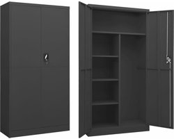 vidaXL - Lockerkast - 90x40x180 - cm - staal - antracietkleurig